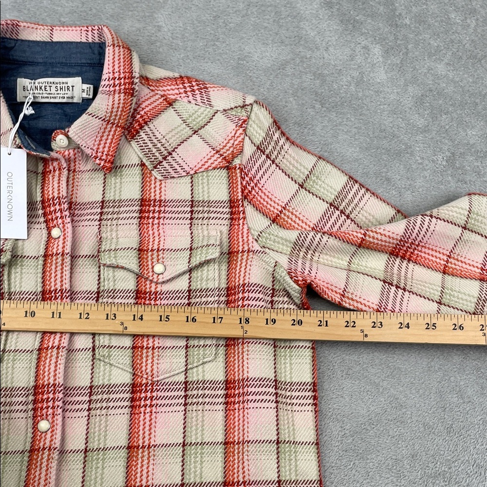 Outerknown Plaid Button Down Shirt in Red and Cream - Picture 7 of 12